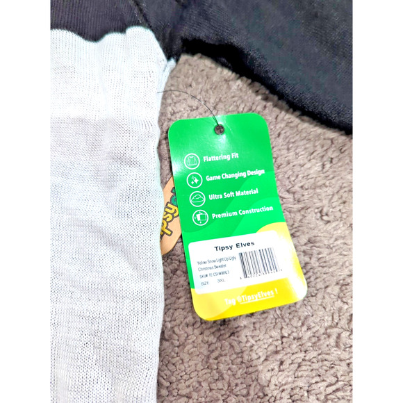 Tipsy Elves 3XL Men’s Yellow Snow Santa Light Up Ugly Christmas Sweater NWT - Picture 4 of 5